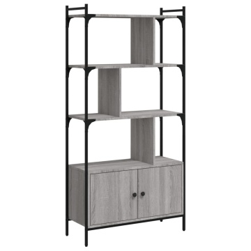 Bibliotecă cu uși gri sonoma 76,5x30x154,5 cm lemn compozit - Img 2