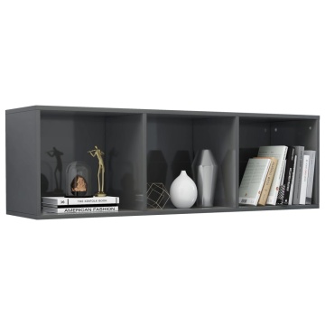 Bibliotecă/Dulap TV gri extralucios 36x30x114 cm lemn prelucrat - Img 6
