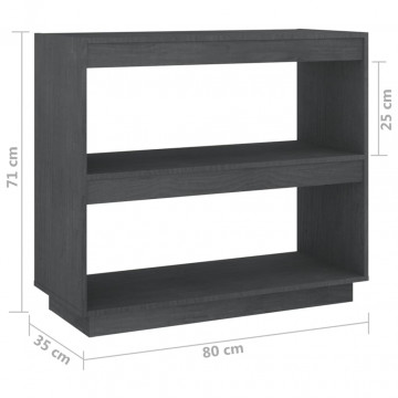 Bibliotecă, gri, 80x35x71 cm, lemn masiv de pin - Img 7