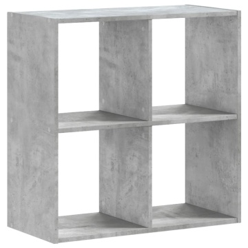 Bibliotecă, gri beton, 68,5x32x68,5 cm, lemn prelucrat - Img 2