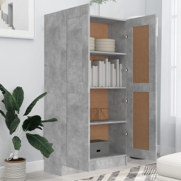 Bibliotecă, gri beton, 82,5 x 30,5 x 150 cm, lemn prelucrat - Img 3