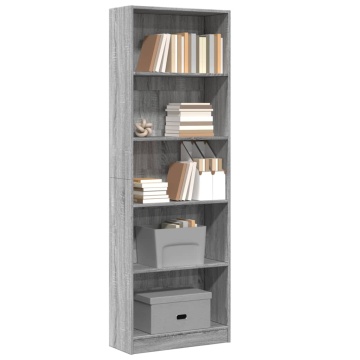 Bibliotecă, gri sonoma, 60x24x176 cm, lemn prelucrat - Img 1