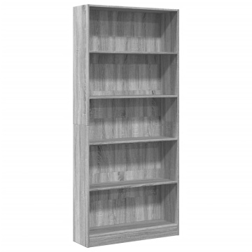 Bibliotecă, gri sonoma, 80x24x176 cm, lemn prelucrat - Img 2