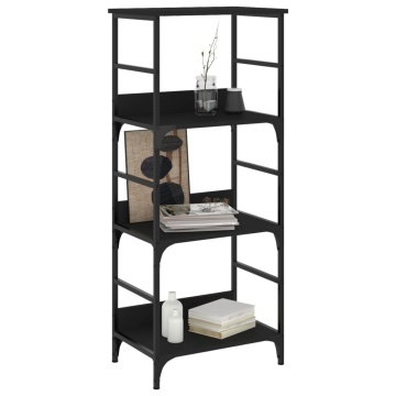 Bibliotecă, negru, 50x33x117,5 cm, lemn prelucrat - Img 3