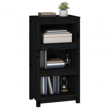 Bibliotecă, negru, 50x35x97 cm, lemn masiv de pin - Img 4
