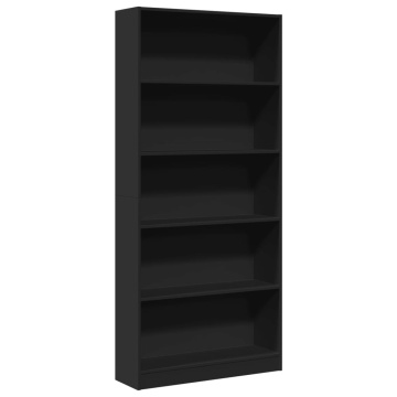 Bibliotecă, negru, 80x24x176 cm, lemn prelucrat - Img 2