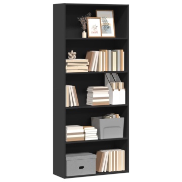 Bibliotecă, negru, 80x30x189 cm, lemn prelucrat - Img 3