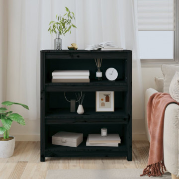 Bibliotecă, negru, 80x35x97 cm, lemn masiv de pin - Img 3