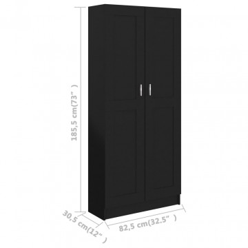 Bibliotecă, negru, 82,5 x 30,5 x 185,5 cm, PAL - Img 7