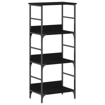 Bibliotecă Negru Stejar 50x33x117,5 cm Lemn Prelucrat și Oțel - Img 2