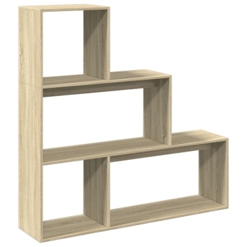Bibliotecă/separator 3 niveluri stejar sonoma 123x29x123cm lemn - Img 2
