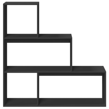 Bibliotecă/separator cameră 3 niveluri, negru 123x29x123cm lemn - Img 8