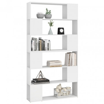 Bibliotecă/Separator cameră, alb, 100x24x188 cm - Img 4