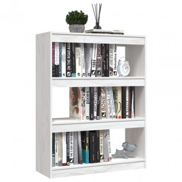 Bibliotecă/Separator cameră, alb, 100x30x103 cm, lemn masiv pin - Img 4