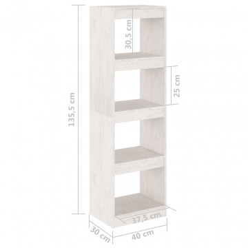 Bibliotecă/Separator cameră, alb, 40x30x135,5 cm, lemn de pin - Img 7
