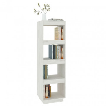 Bibliotecă/Separator cameră, alb, 40x35x135 cm, lemn masiv pin - Img 4