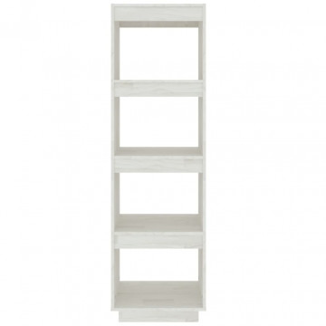 Bibliotecă/Separator cameră, alb, 40x35x135 cm, lemn masiv pin - Img 8