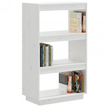 Bibliotecă/Separator cameră alb 60x35x103 cm lemn masiv de pin - Img 4