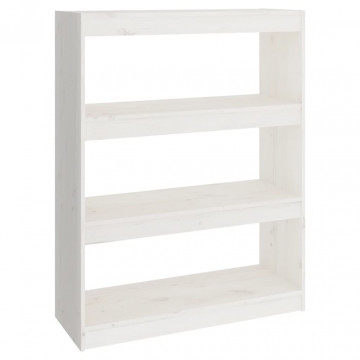 Bibliotecă/Separator cameră alb, 80x30x103,5 cm, lemn masiv pin - Img 2