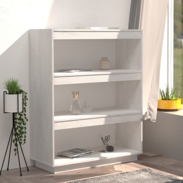 Bibliotecă/Separator cameră, alb, 80x35x103 cm, lemn masiv pin - Img 3