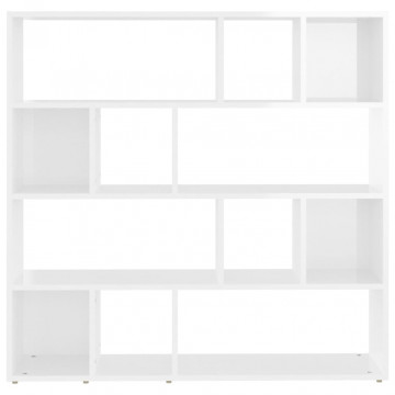 Bibliotecă/Separator cameră, alb extralucios, 105x24x102 cm - Img 8