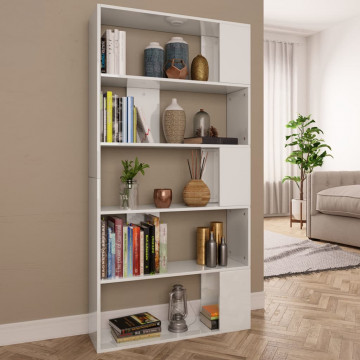 Bibliotecă/Separator cameră, alb extralucios, 80x24x159 cm, PAL - Img 1