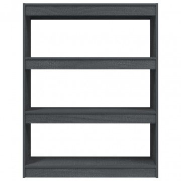 Bibliotecă/Separator cameră, gri, 100x30x103 cm, lemn masiv pin - Img 8