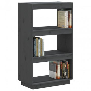 Bibliotecă/Separator cameră gri 60x35x103 cm lemn masiv de pin - Img 4