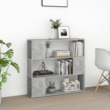 Bibliotecă/Separator cameră, gri beton, 100x24x94 cm - Img 3