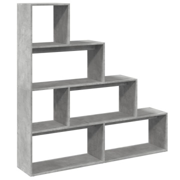 Bibliotecă/separator cameră gri beton 143,5x29x143,5 cm lemn - Img 2
