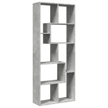 Bibliotecă/separator cameră gri beton 67x25x161,5 cm lemn - Img 6