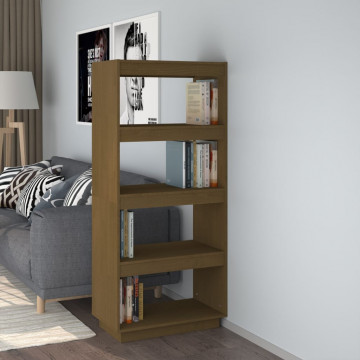 Bibliotecă/Separator cameră, maro miere, 60x35x135 cm lemn pin - Img 1