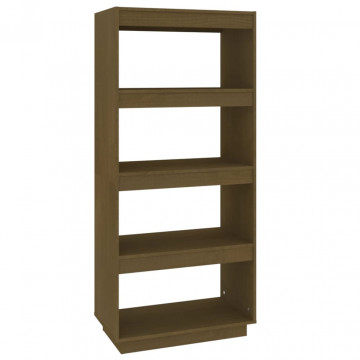 Bibliotecă/Separator cameră, maro miere, 60x35x135 cm lemn pin - Img 2