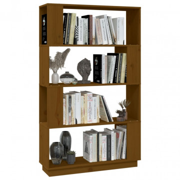 Bibliotecă/Separator cameră maro miere, 80x25x132 cm lemn pin - Img 4
