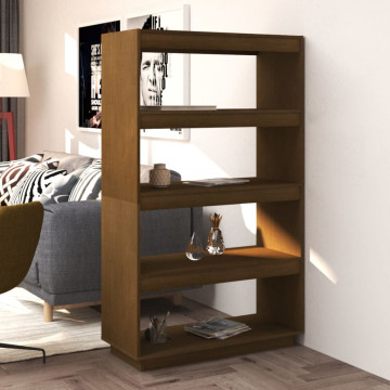 Bibliotecă/Separator cameră, maro miere, 80x35x135 cm lemn pin - Img 1