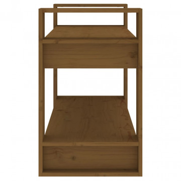 Bibliotecă/Separator cameră maro miere 80x35x56,5 cm lemn masiv - Img 5