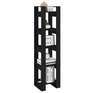 Bibliotecă/Separator cameră negru 41x35x160 cm lemn masiv pin - Img 4