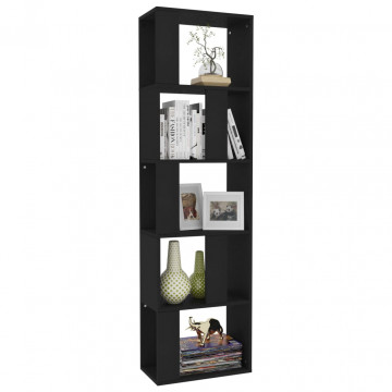 Bibliotecă/Separator cameră, negru, 45x24x159 cm, PAL - Img 3