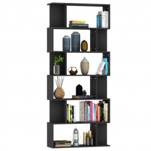 Bibliotecă/Separator cameră, negru, 80 x 24 x 192 cm, PAL - Img 3