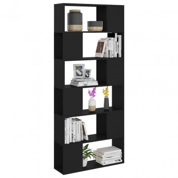 Bibliotecă/Separator cameră, negru, 80x24x186 cm, PAL - Img 8