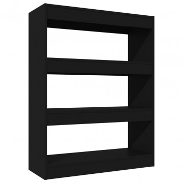 Bibliotecă/Separator cameră, negru, 80x30x103 cm, lemn compozit - Img 2