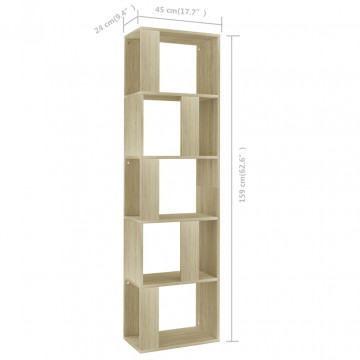 Bibliotecă/Separator cameră, stejar Sonoma, 45x24x159cm, PAL - Img 6