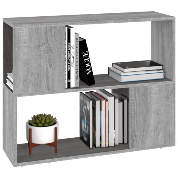 Bibliotecă/Separator de cameră, gri sonoma, 80x24x63 cm - Img 4