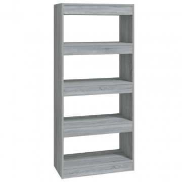 Bibliotecă/Separator, sonoma gri, 60x30x135 cm, lemn prelucrat - Img 2