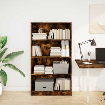 Bibliotecă, stejar fumuriu, 80x24x143 cm, lemn prelucrat - Img 3