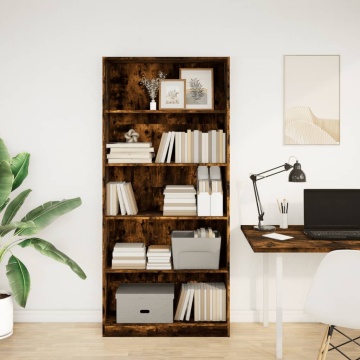 Bibliotecă, stejar fumuriu, 80x24x176 cm, lemn prelucrat - Img 3