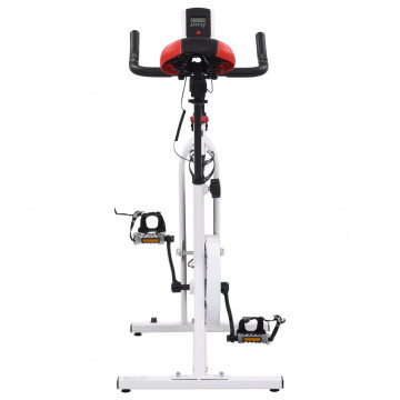 Bicicletă antrenament fitness, cu senzori puls, alb și roșu - Img 8