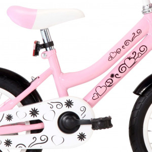 Bicicletă copii cu suport frontal, alb și roz, 14 inci - Img 6