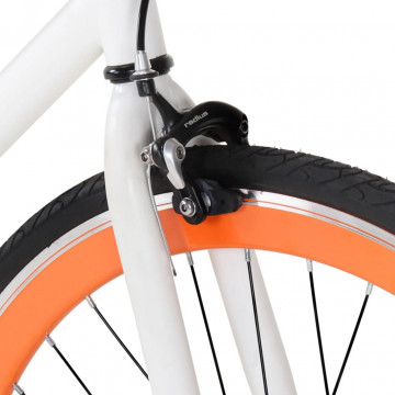 Bicicletă cu angrenaj fix, alb și portocaliu, 700c, 55 cm - Img 4