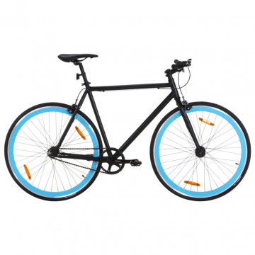 Bicicletă cu angrenaj fix, negru și albastru, 700c, 55 cm - Img 1